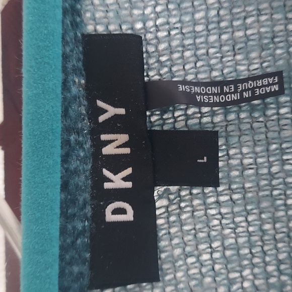 DKNY Donna Karen abstract knit Blue L/S Top Sz L - Picture 7 of 10